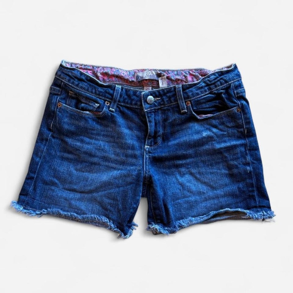 Paige Premium Denim Cutoff Jean Shorts Womens Size 26 Frayed Hem Blue